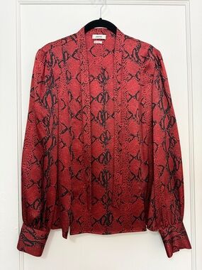 Jason Wu Red and Black Snake-Print Blouse